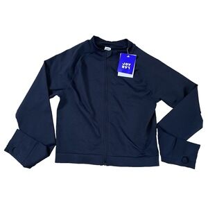 JoyLab L Large Black Onyx Seamless Fitted Full Zip Jacket Below Hip JL Joy Lab